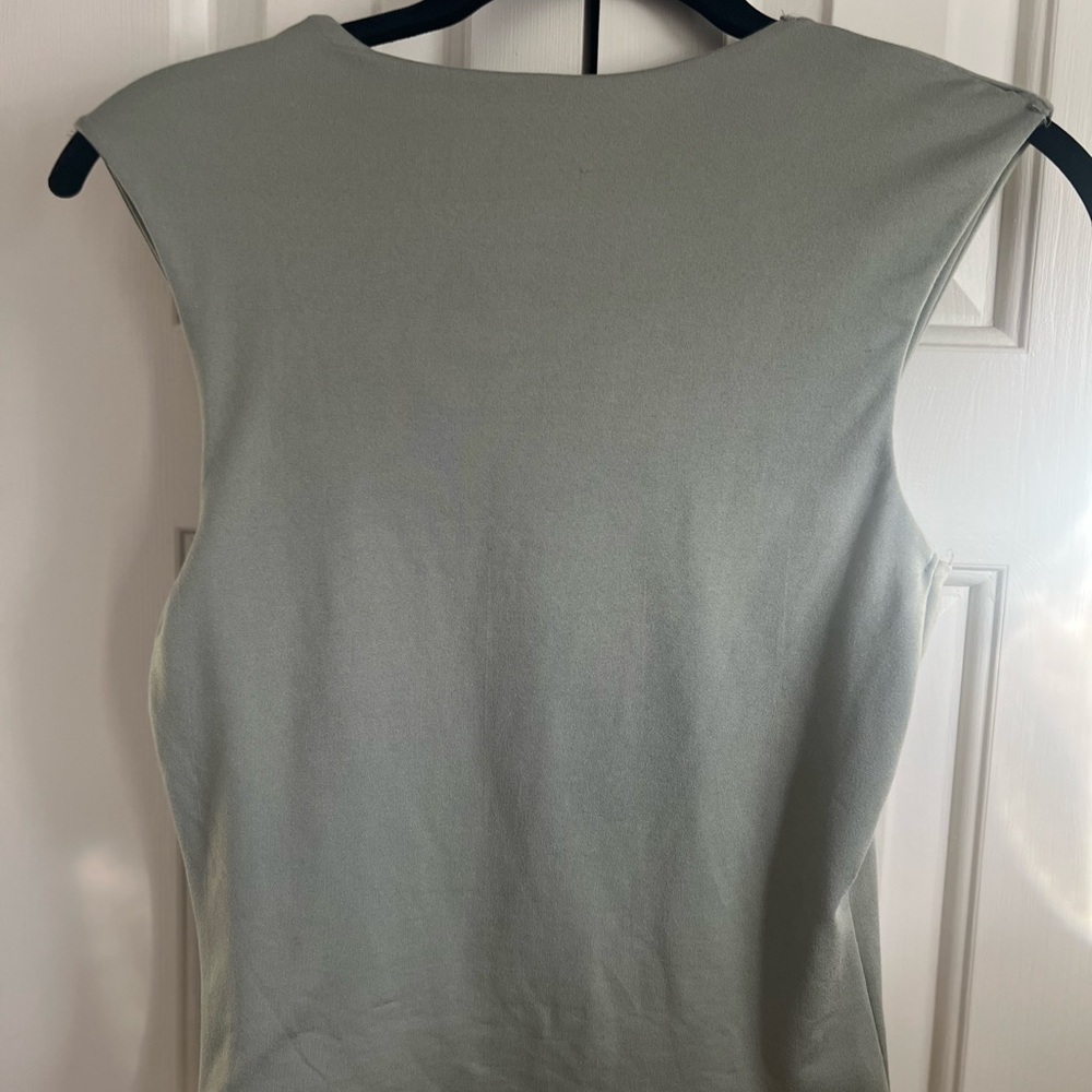 Sage Green Ruched Crop Top - Picture 3 of 4